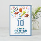 Blue Sports Let’s Have a Ball Birthday Invitation 招待状 (スタンド正面)