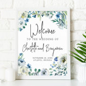 Blue Spring Floral Chic Welcome to Our Wedding ポスター