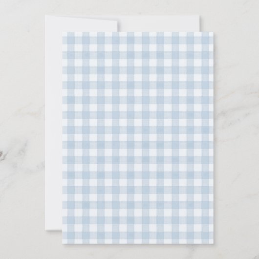 Blue Spring Floral Gingham Coquette Bridal Shower 招待状 (裏面)