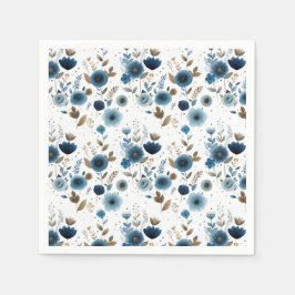  Blue Spring Flowers Elegant Floral Pattern スタンダードカクテルナプキン