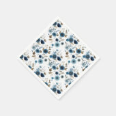  Blue Spring Flowers Elegant Floral Pattern スタンダードカクテルナプキン (角)