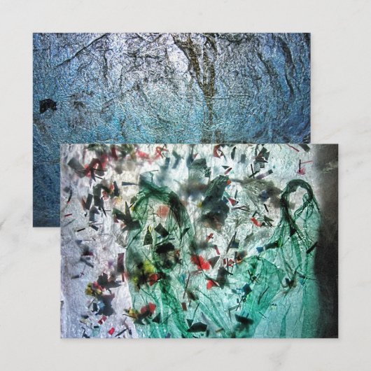 Blue sprinkle invitation.Smooth blue抽象芸術 招待状 (正面/裏面)