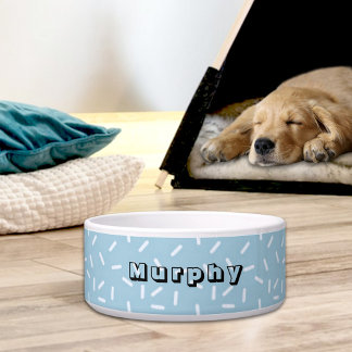 Blue Sprinkles Pattern Ceramic Pet Bowl ボウル
