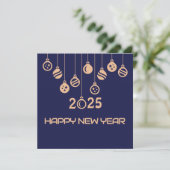 Blue Square wish card New Year with Christmas ball シーズンカード (スタンド正面)