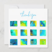 Blue squares watercolor abstract ノートカード (正面)