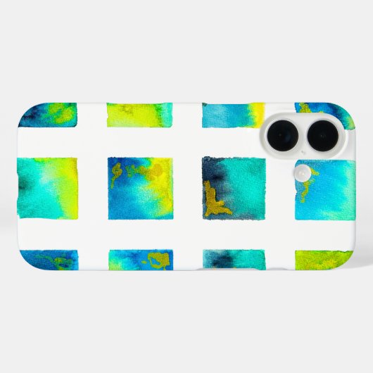 Blue squares watercolor abstract Case-Mate iPhoneケース (裏面 (横))