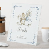 Blue Squirrel Baby Shower Drinks Sign Boy Woodland 台座サイン (インサイチュ)
