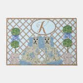  Blue Staffordshire Dogs Ginger Jar Jars Topiary  ドアマット (正面)