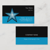 Blue Starビジネスカードテンプレート青(黒) 名刺 (正面/裏面)