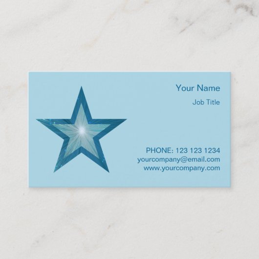 Blue Starビジネスカード側のスター淡い色のブルー 名刺 (正面)