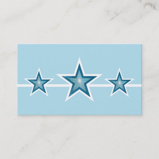 Blue Star 3つ星の名刺の青淡い色の色 名刺 (正面)