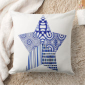 BLUE STAR COLLAGE （白い背景と星1つ） クッション (ブランケット)