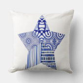 BLUE STAR COLLAGE （白い背景と星1つ） クッション (正面)