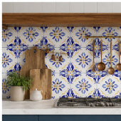Blue Star Elegant Floral Mosaic Mediterranean タイル