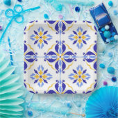 Blue Star Elegant Floral Mosaic Mediterranean ペーパープレート (パーティー)