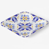 Blue Star Elegant Floral Mosaic Mediterranean ペーパープレート (傾斜あり)