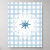 Blue Star Gingham Christmas Poster ポスター (正面)
