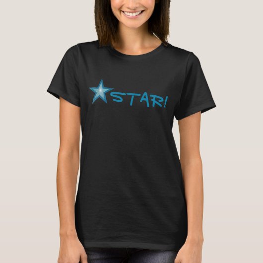 Blue Star「STAR!」スモールスターTシャツブラック Tシャツ (正面)