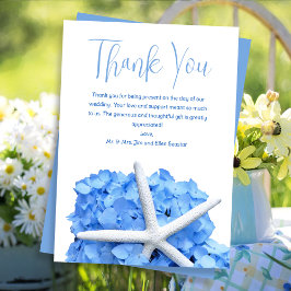 Blue Starfishの結婚Thank You Message Card 招待状