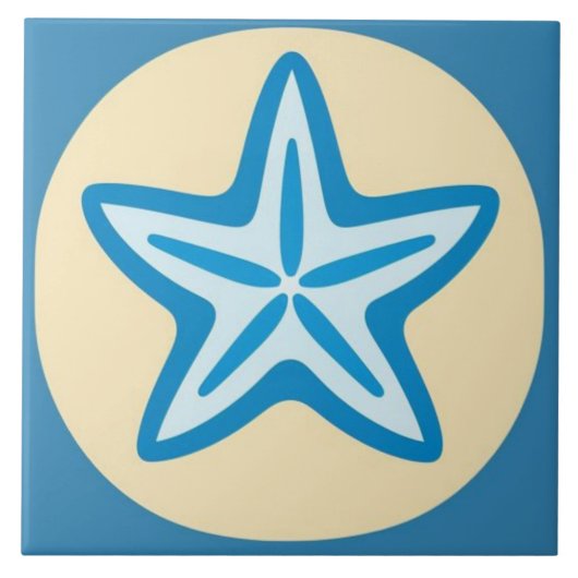 Blue Starfish in Yellow Circle タイル (正面)