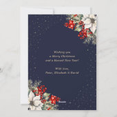 Blue Starry Botanical Photo Merry Christmas シーズンカード (裏面)