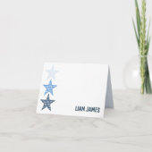 Blue Starry Gingham Folded Thank You Card サンキューカード (正面)