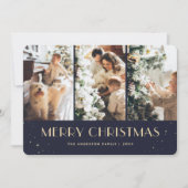Blue Starry Photo Collage Merry Christmas Card シーズンカード (正面)