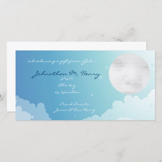 Blue Starry Sky新生児発表写真カード 案内状 (正面/裏面)
