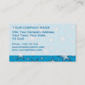 Blue Starsビジネスストライプカードテンプレート 名刺 (裏面)