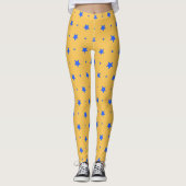 Blue Stars and Dots Pattern Leggings レギンス (正面)