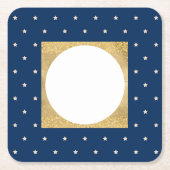 Blue Stars Christmas Party スクエアペーパーコースター (正面)