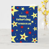 Blue Stars Father in Law Happy Father's Day カード (黄色い花)