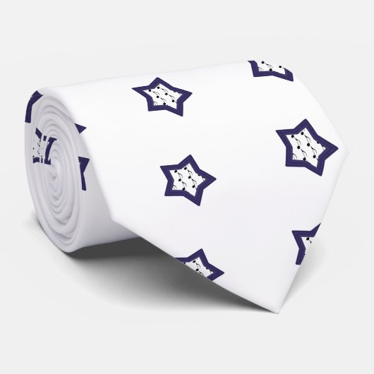 Blue Stars with Music Notes ネクタイ (ロール)