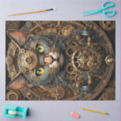 blue steampunk cat AIアートティッシュペーパー 薄葉紙 (クラフト)