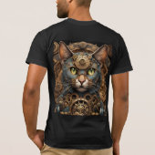blue steampunk cat AIアートTシャツ Tシャツ (裏面)