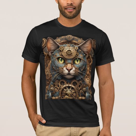 blue steampunk cat AIアートTシャツ Tシャツ (正面)