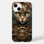 blue steampunk cat AI art Case-Mate iPhone 14ケース iPhoneケース (裏面)