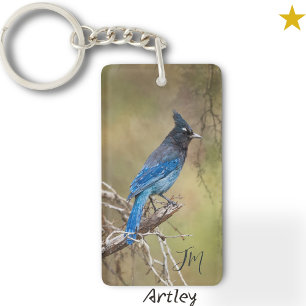 Blue StellarのJay Birdの絵を描イニシャル キーホルダー