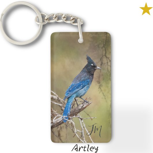 Blue StellarのJay Birdの絵を描イニシャル キーホルダー