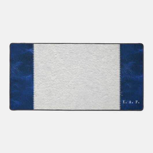 Blue Stitched Leather-Look & Desk Blotter Mat デスクマット (正面)