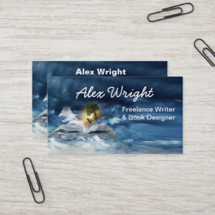 Blue Stormy Night Book & Tree, Writer 名刺