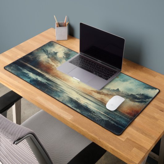 Blue Stormy Seascape Old Photograph デスクマット (オフィス2)