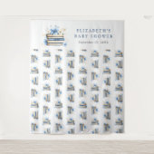 Blue Storybook Baby Shower Backdrop タペストリー (正面)