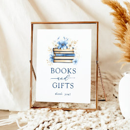 Blue Storybook Baby Shower Books and Gifts Sign ポスター