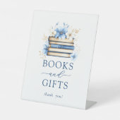 Blue Storybook Baby Shower Books and Gifts Sign 台座サイン (正面)