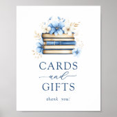 Blue Storybook Baby Shower Cards and Gifts Sign ポスター (正面)