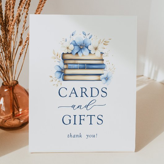 Blue Storybook Baby Shower Cards and Gifts Sign 台座サイン