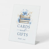 Blue Storybook Baby Shower Cards and Gifts Sign 台座サイン (正面)