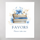 Blue Storybook Baby Shower Favors Sign ポスター (正面)