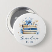 Blue Storybook Baby Shower Grandma To Be Button 缶バッジ (正面&裏面)